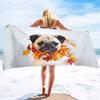 Microfiber Sand Free Beach Towel Thin Quick Fast Dry Super Absorbent Oversized Large Lightweight Towels for Beach Pool Pug Dog
