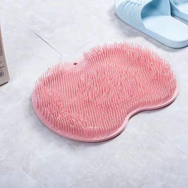 Silicone Massage Shower Mat Non-slip Wash Foot Pad Foot Exfoliating Bathroom Rub Back Brush with Sucker Bath Massage Brush Pad