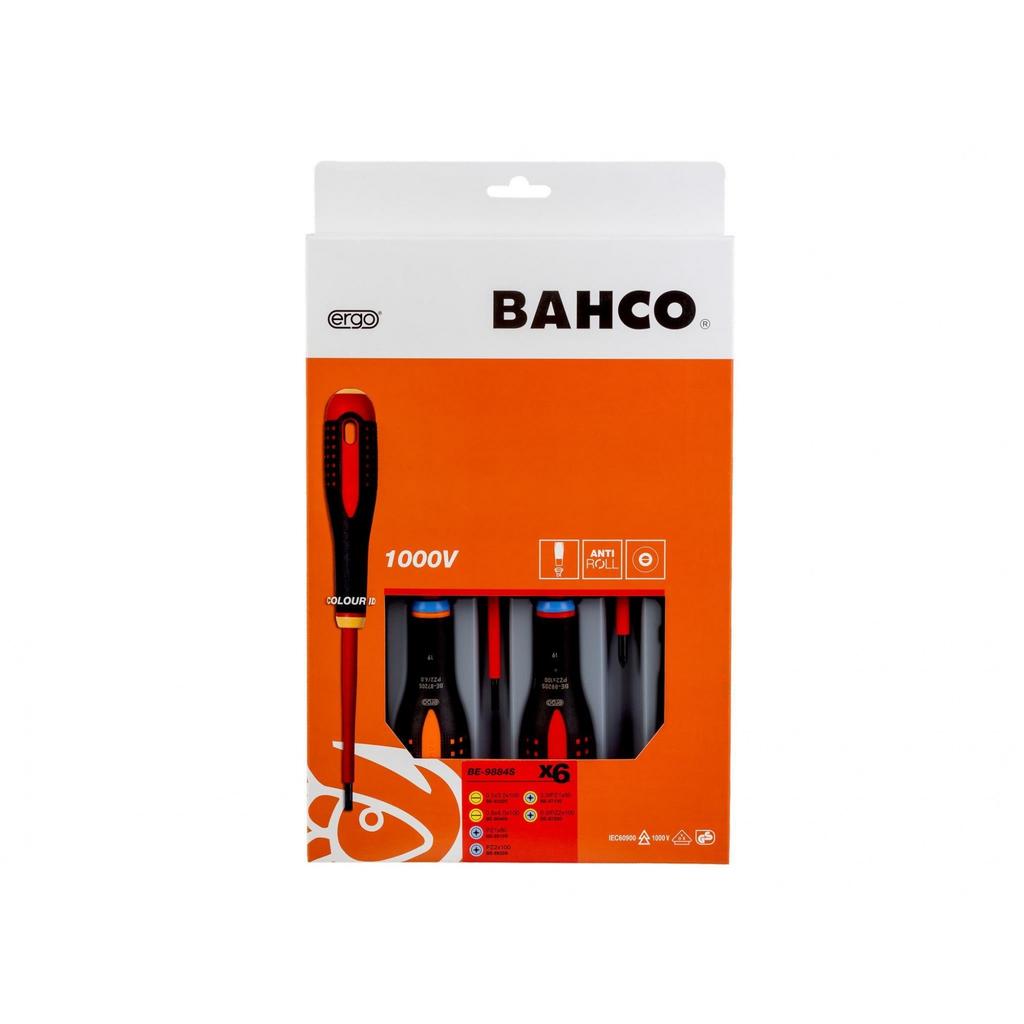 Bahco Be-9884s Ergo Vde Insulated Screwdriver Set, 6 Piece