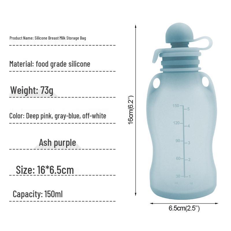 Sacos Reutilizáveis de Silicone à Prova de Vazamento para Armazenamento de Leite Materno, 150ml