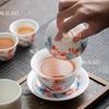 Jingdezhen Covered Bowl Sheep Fat Jade Tea Bowl Hoverable Tea Cup with Lid Chinese Underglaze Colored White Porcelain Teaset
