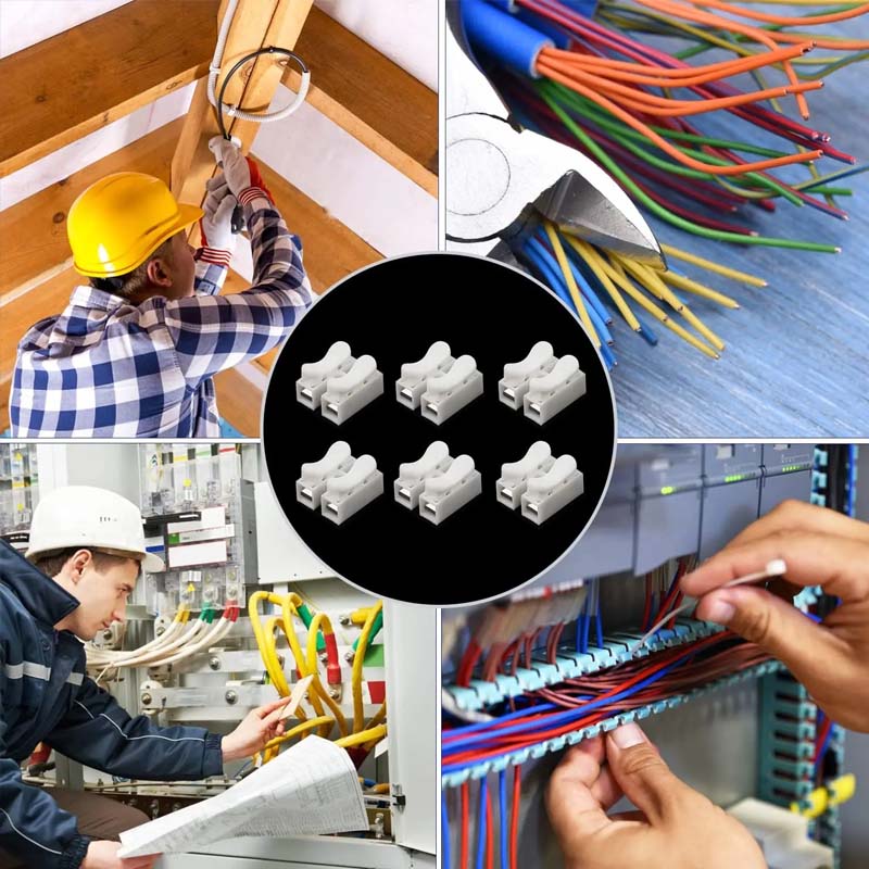 50pcs Push Quick Wire Cable CH2 Connector 10A 220V 2 Pin Push-in Spring Loaded Electrical Connectors for Lighting Electrical