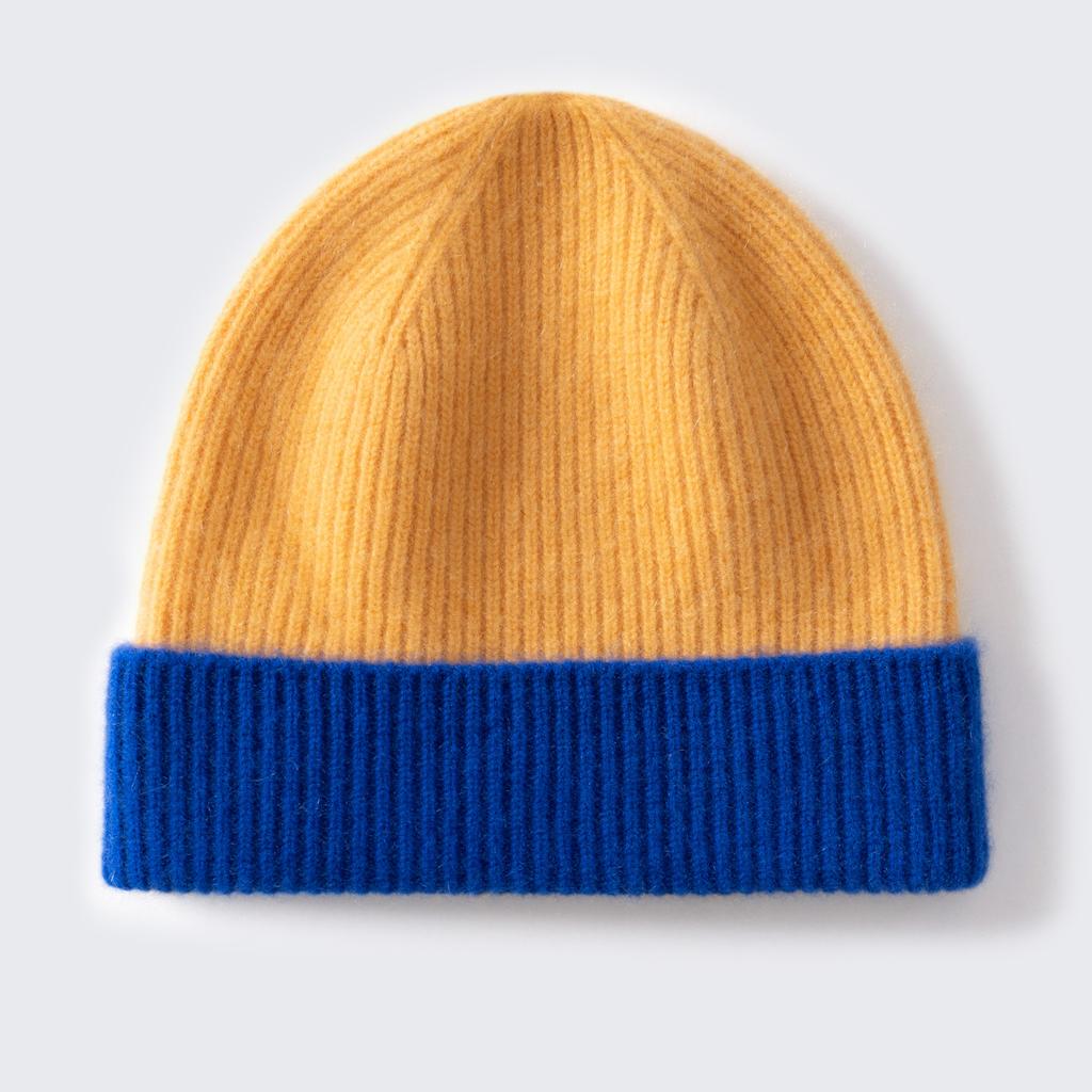 Autumn and Winter New Children's% Pure Cashmere Hats for Boys and Girls with Color Matching Knitted Warm Windproof Ear Caps
