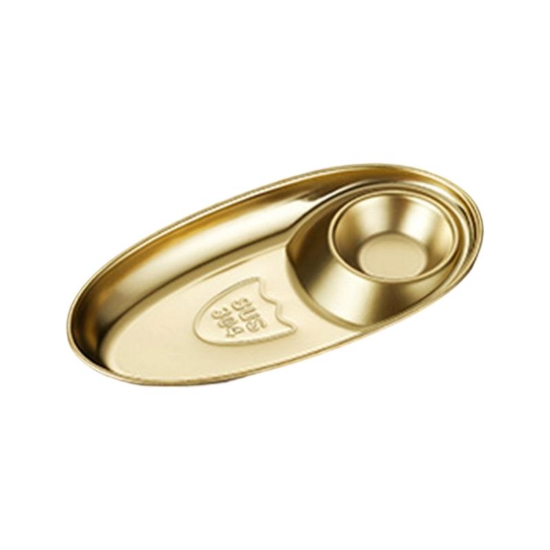 Elegant Gold Tone 304 Nonrust Steel Appetizer Dish Large Capacity Rusts Resistant For Gatherings And Restaurants