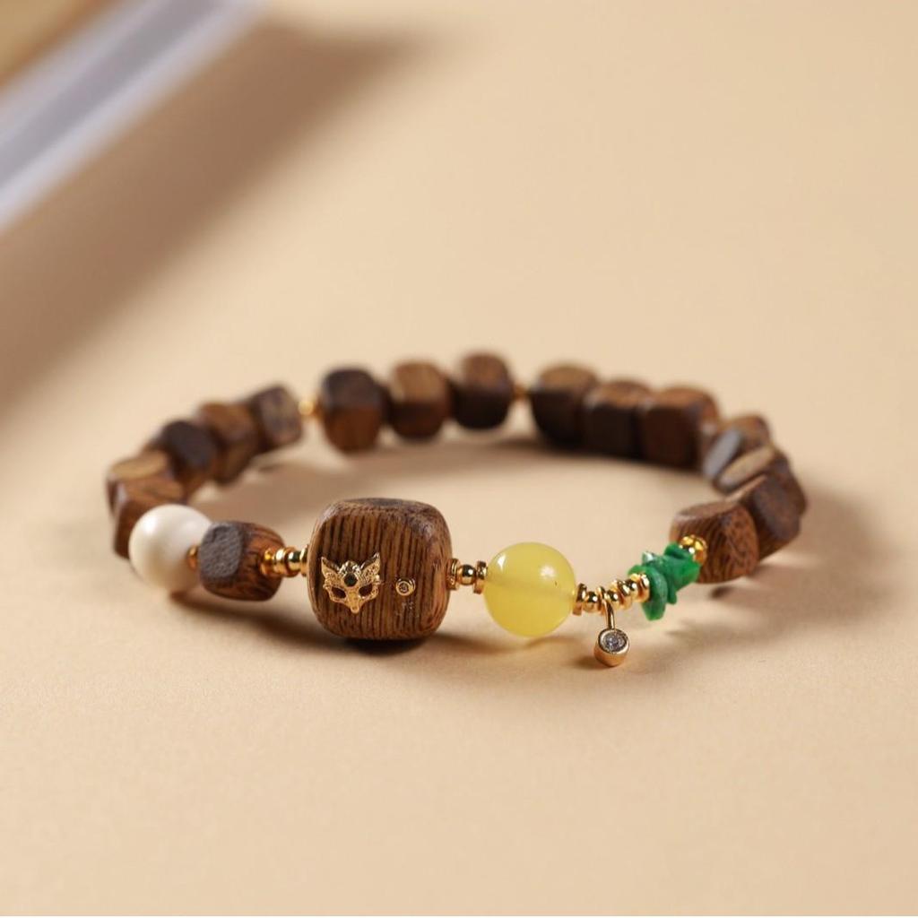 Authentic Agarwood 6mm DIY Square Sugar Bead Bracelet - Customizable Accessories