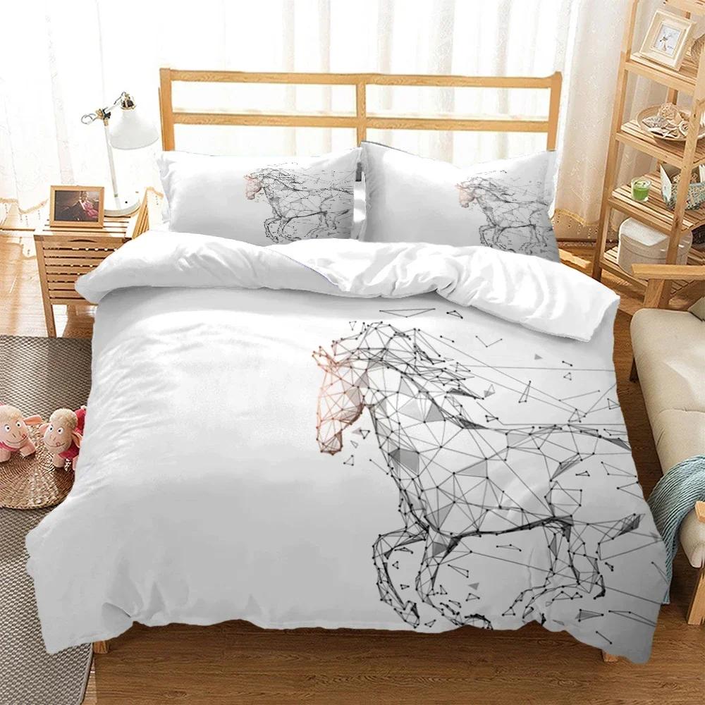 Luxury New 3D Print Horses Comfortable Duvet Quilt Cover Pillowcase Bedding Set Children Bedroom Decoration Home Textile