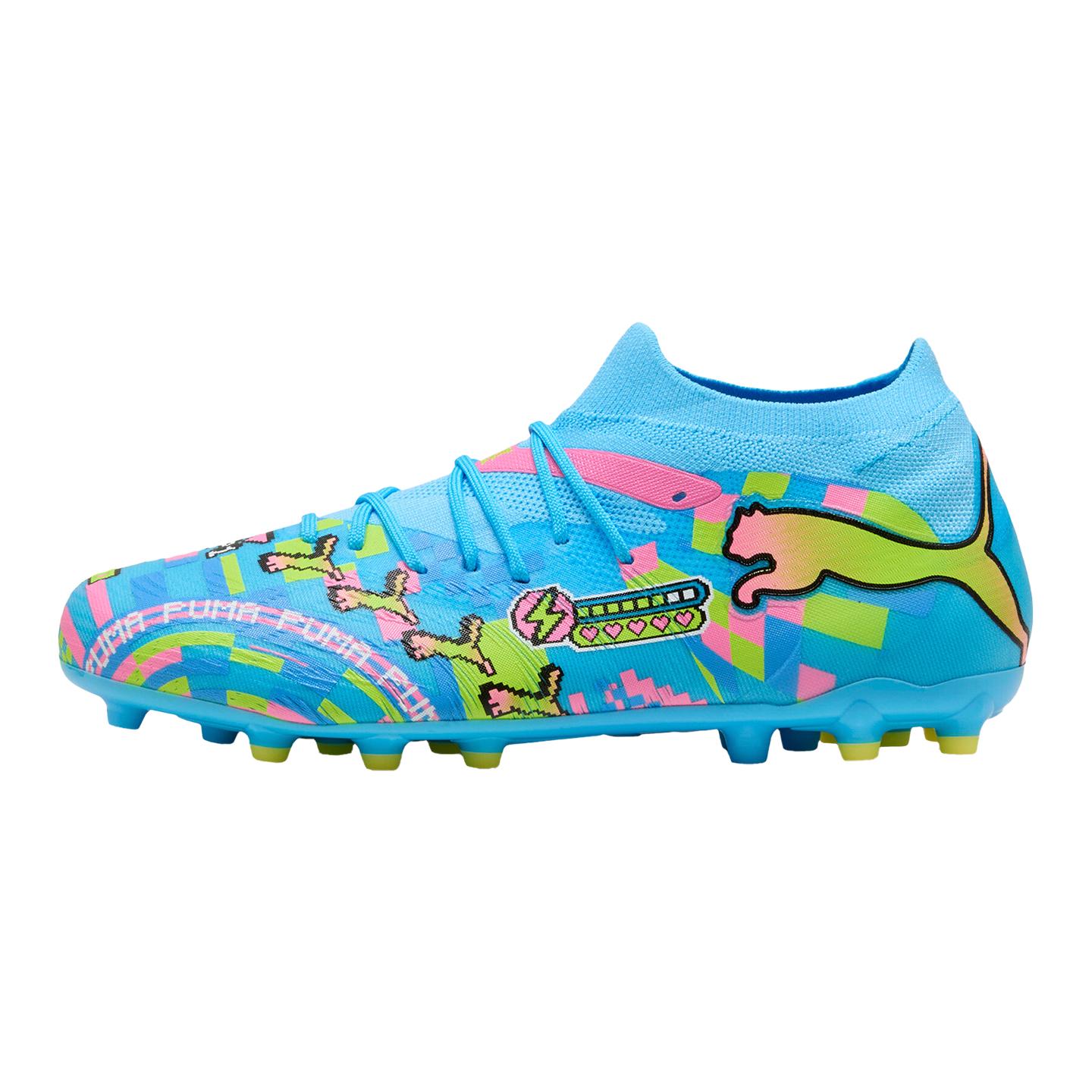 Chuteiras de Futebol PUMA Future 9 Match Unissex Cano Baixo Rosa/Amarelo 43