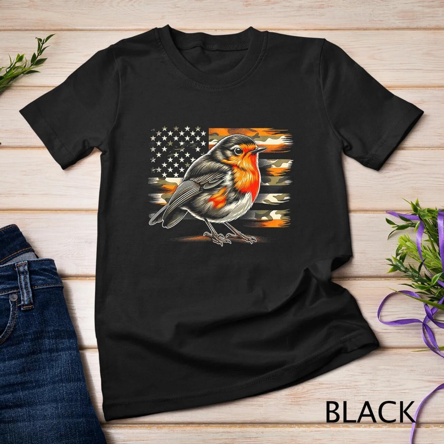 American Robin Vector USA Flag T Shirt XXXXXL