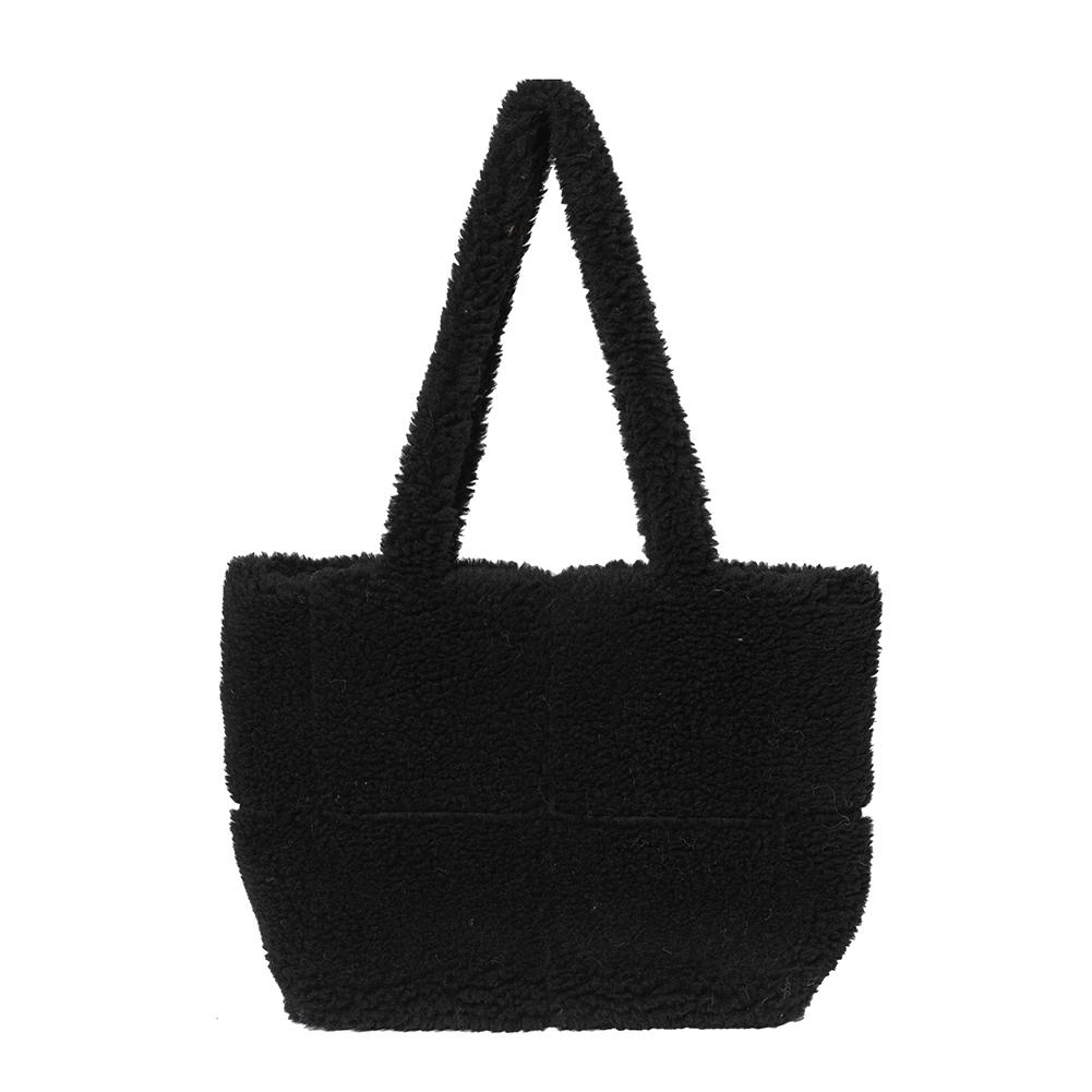 Fluffy Plush Women Underarm Bag Lambswool Large Tote Bag Solid Color Shopper Armpit Bag Ladies High Capacity Square Shoulder Bag