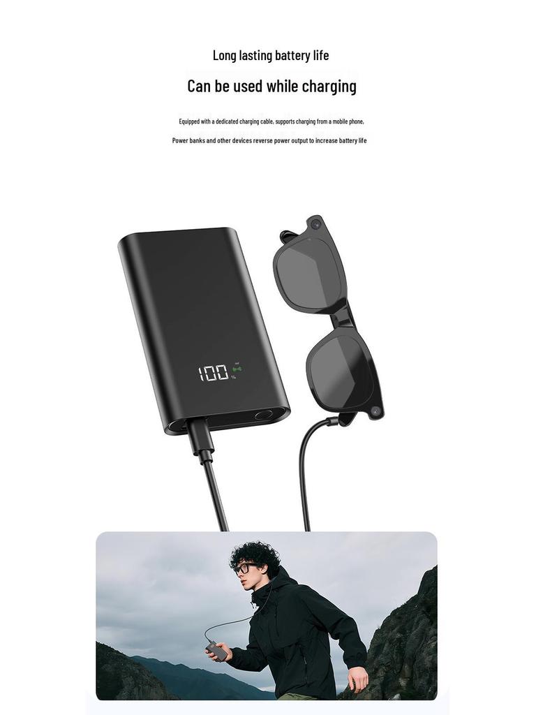 AI Smart Translation Glasses with 1200W Camera, Image Recognition, Recording & Replaceable Myopia Lens