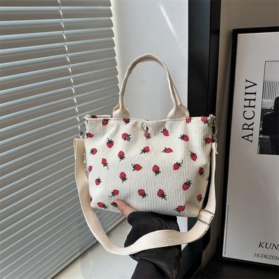 Personalized Fashion Trend Mixed-color Canvas Shoulder Bag for Women with A Single Strap Design