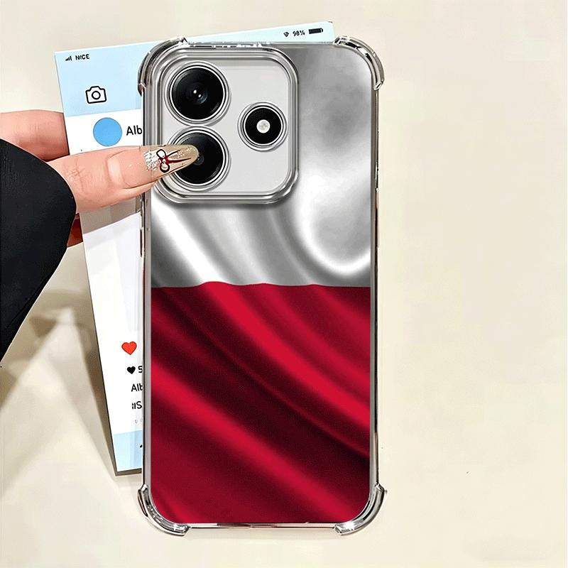 Poland Flag White Red Plating Phone Case For Xiaomi Poco X5 X6 X7 X8 Pro Max F8 Ultra F7 M8 M7 M5S Redmi 15C 15 14C 13C 13 X3 12