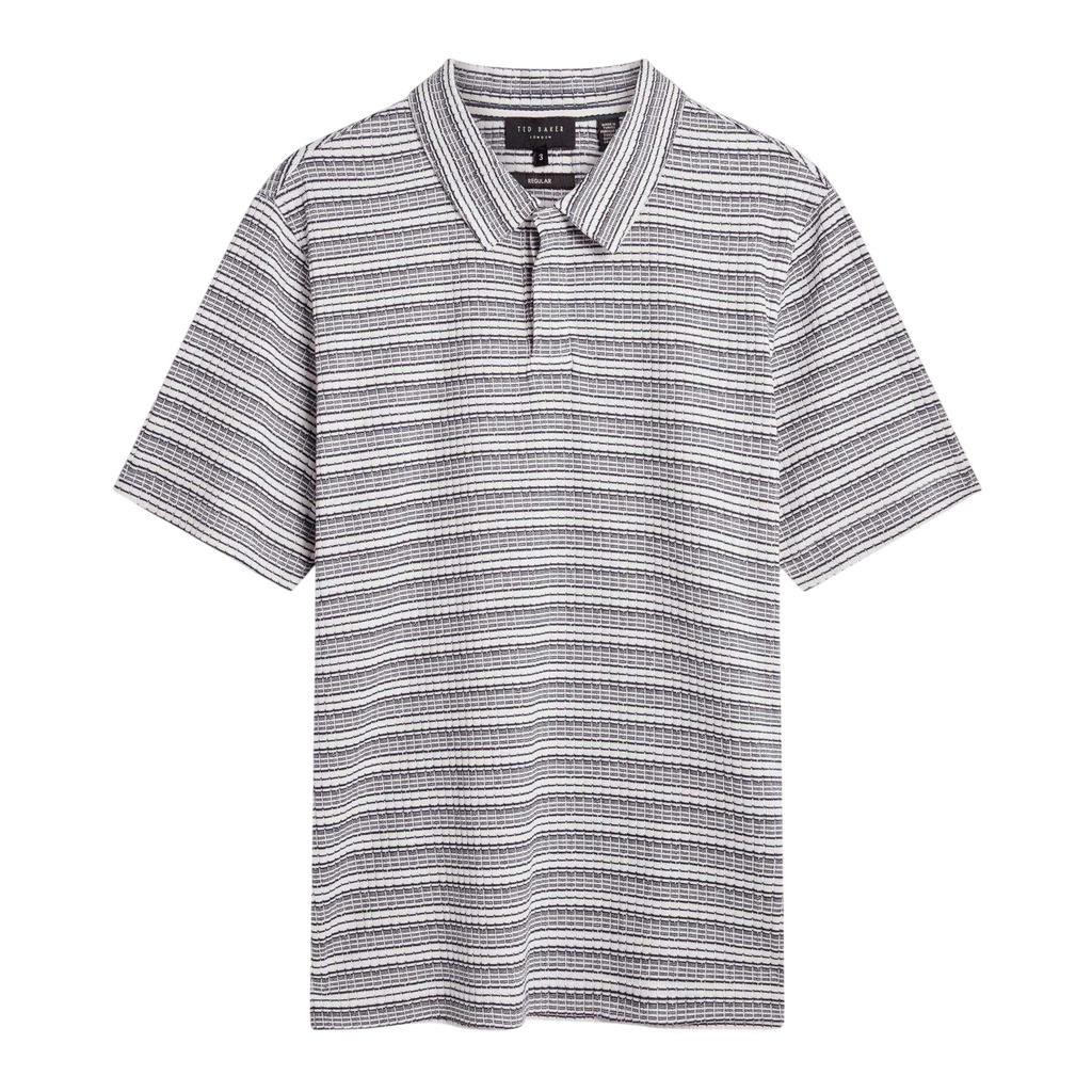 Ted Baker Mens Striped Waffle Knit Polo Shirt