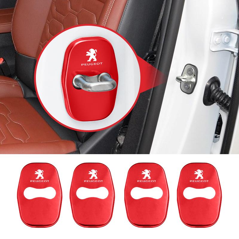 4Pcs Car Door Lock Cover Stainless Steel Protection Accessories For Peugeot 308 206 207 408 208 407 508 107 301 307 406 807 607