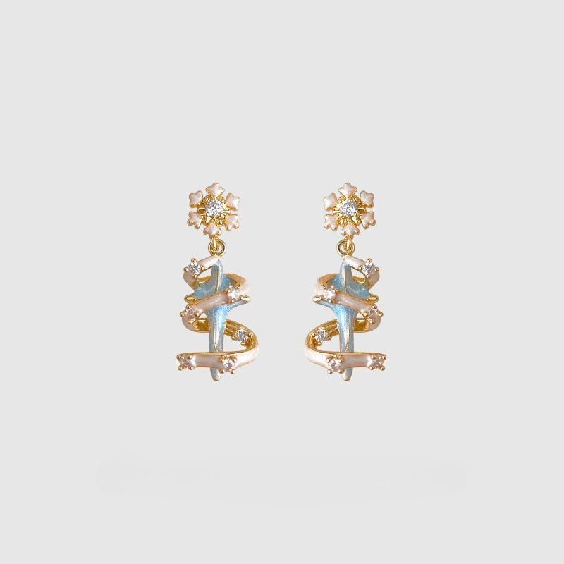 Свежие Сладкие Персонализированные Нишевые Серьги-Снежинки 1 pair