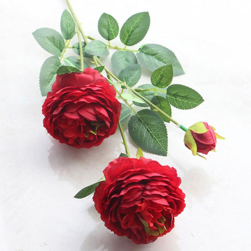 Charm 3 Köpfe Künstliche Blume Pfingstrose Home Hochzeit Dekoration Seide Gefälschte Blume Rosa Europäische Rose Weiß