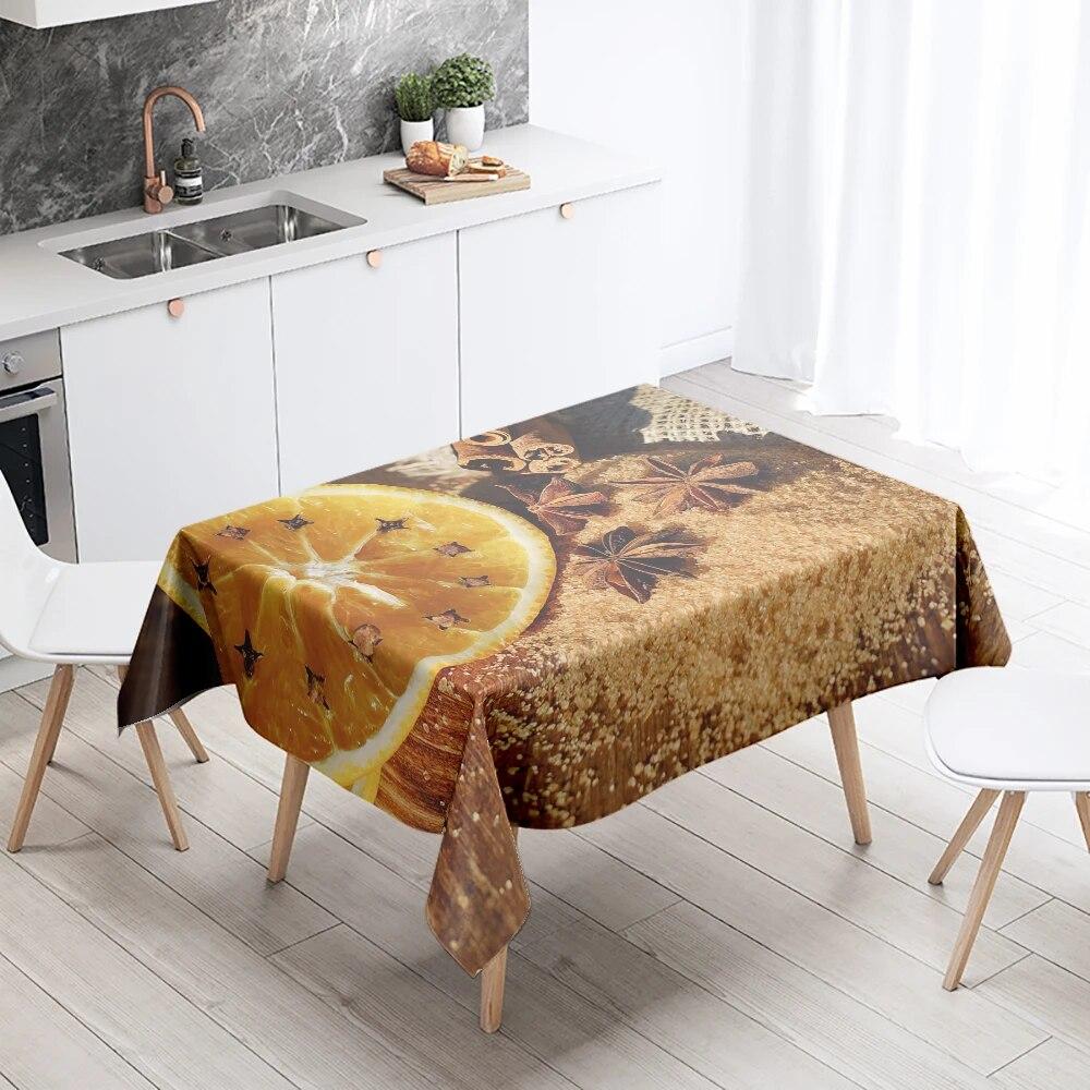 Spice Tablecloth Green Vegetable  Stain Resistant Waterproof Rectangular Kitchen Dining Table Home Decor