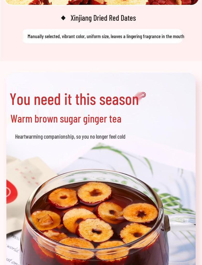 Ginger Jujube Brown Sugar Tea - Comforting Monthly Health Blend with Dried Ginger and Red Jujube