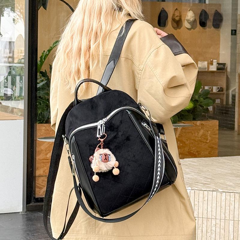 Schoolbag Backpack Women's Retro Versatile Autumn and Winter New Textured Casual Small School Bag Commuter Bag Rhombus Lightweight Trend Backpack