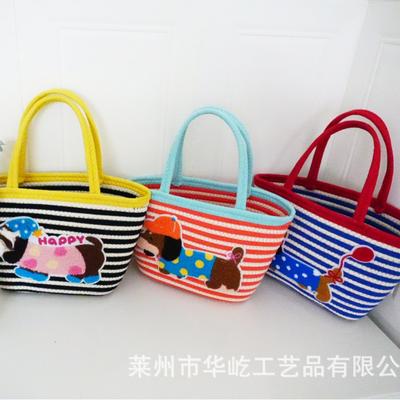 Popular Dachshund Vegetable Basket Handbag Women's 2025 New Large-capacity Cotton Thread Woven Bag
