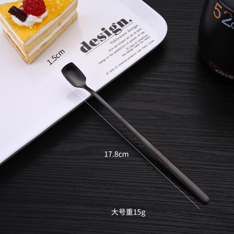 Cap pătrat din oțel inoxidabil cu mâner lung pentru amestecare cu gheață linguriță de ceai pentru vesela de bar