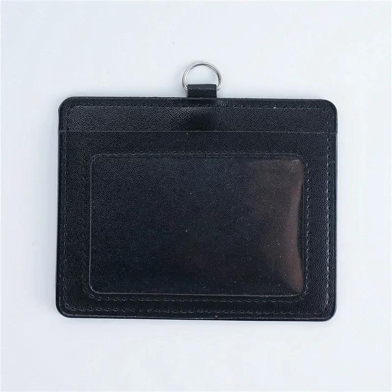 Fashion PU Leather Card Holders Set Women Men Student Retractable Badge Reel ID Card Holder Cover Case Nurse Badge Lanyards