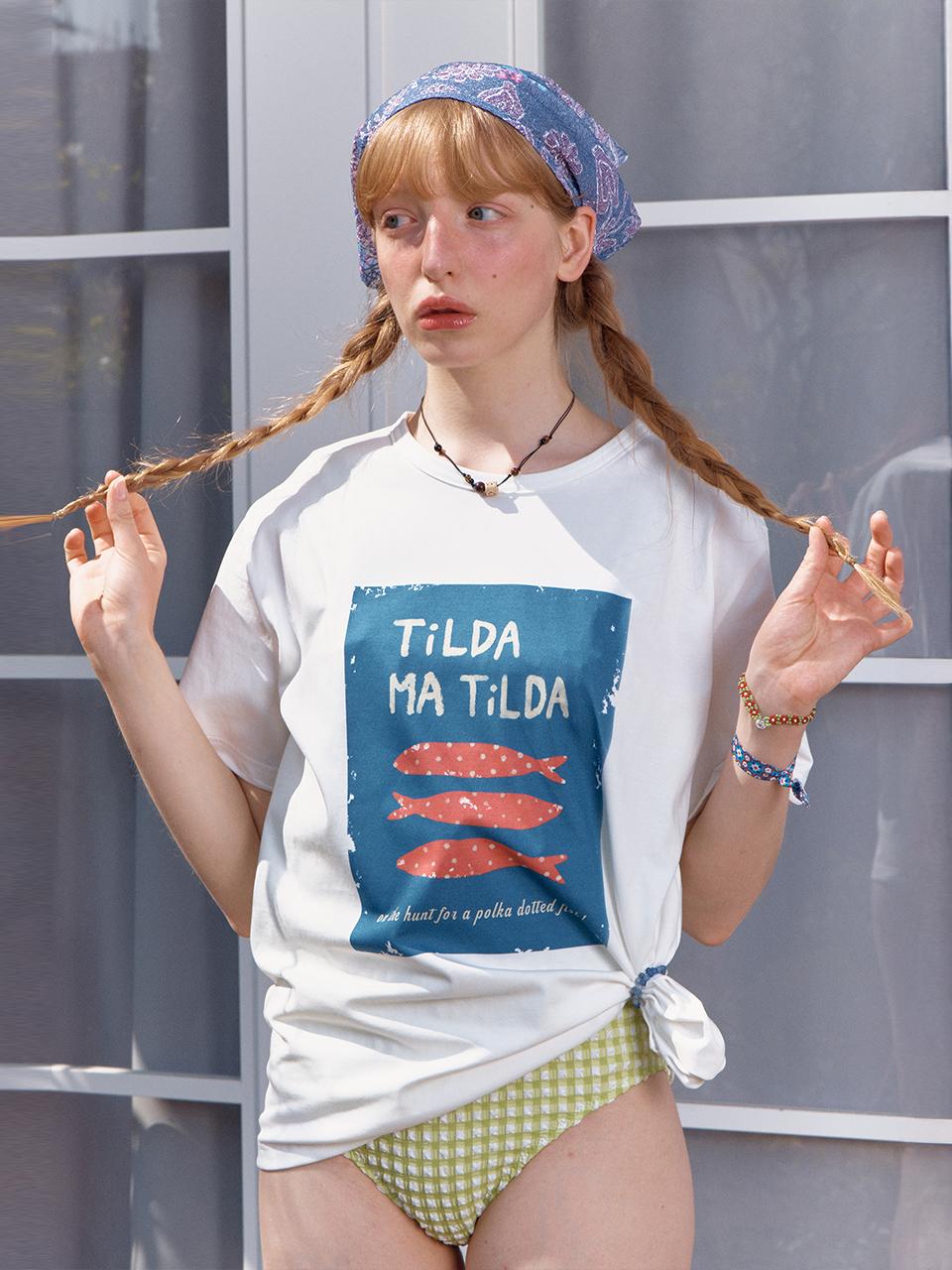 Tilda Matilda Polka Dot Fish T-Shirt_White Free