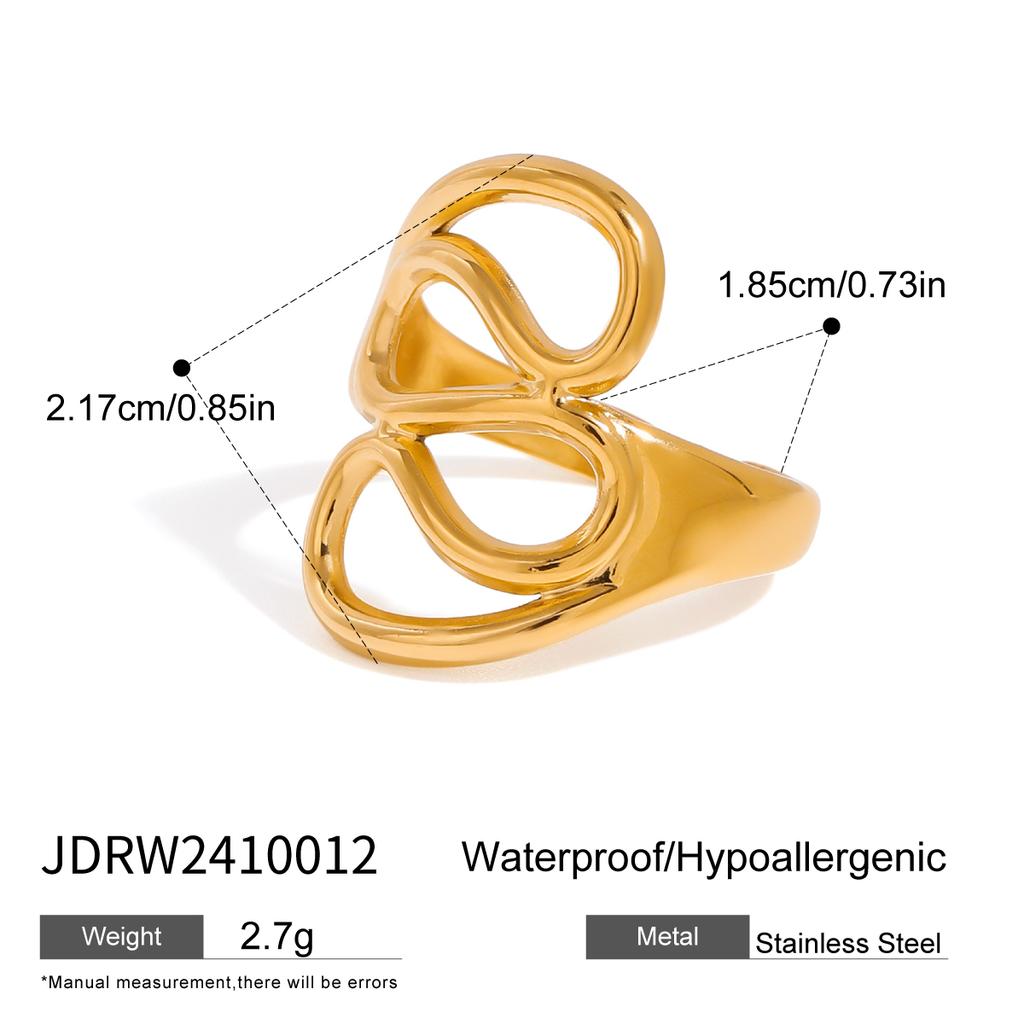 Uworld Fashion Open Ring 18K PVD Plated Smooth Metal Personalized Waterproof Jewelry for Women Gift