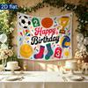 Sportlicher Geburtstagsbanner Hintergrund, Bunte Polyester Wanddekoration für Sport-Mottoparty