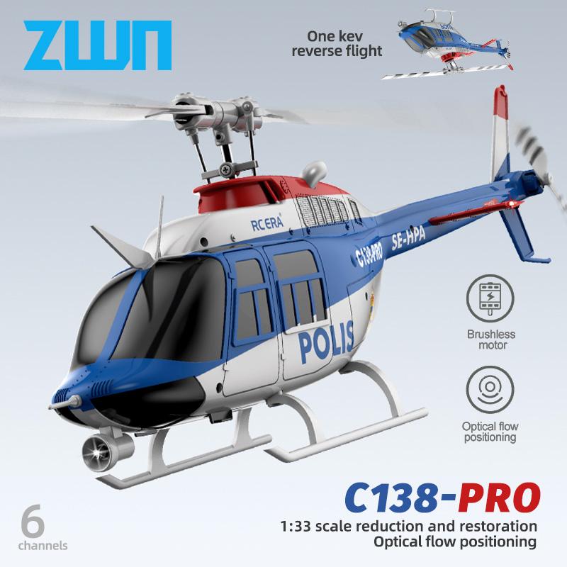 C138 PRO RC Helicopter 2.4G 6-Aixs Gyroscope 6CH Altitude Hold Optical Flow Brushless Remote Control Helicopter Toy VS Brush ERA