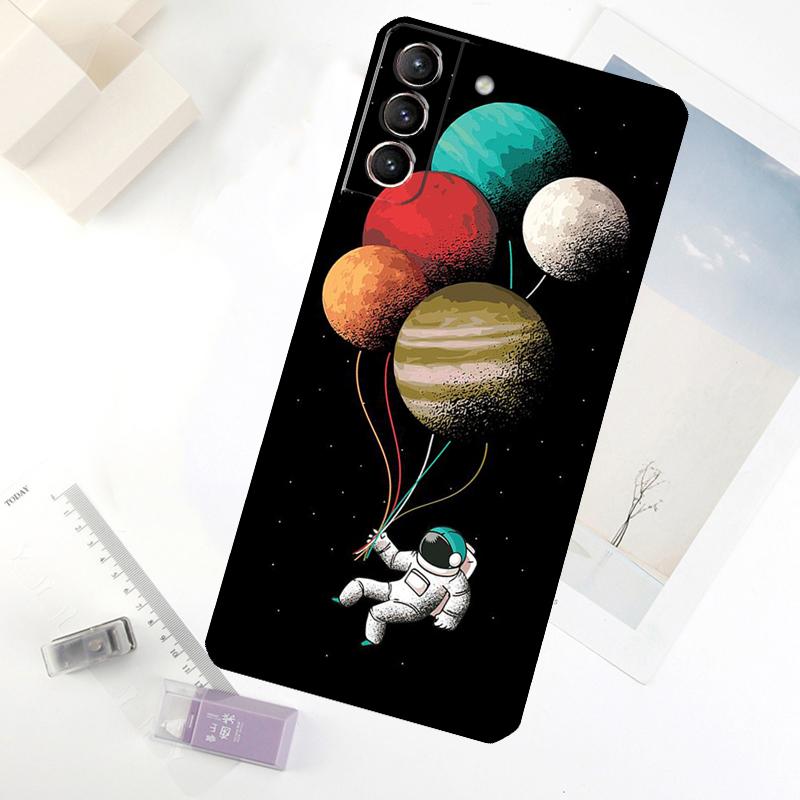 Astronaut Sterne Weltraum Planeten Handyhülle Für Samsung Galaxy S24 FE S23 Ultra S21 S22 S25 S26 Ultra S10 Plus S20 FE Hülle