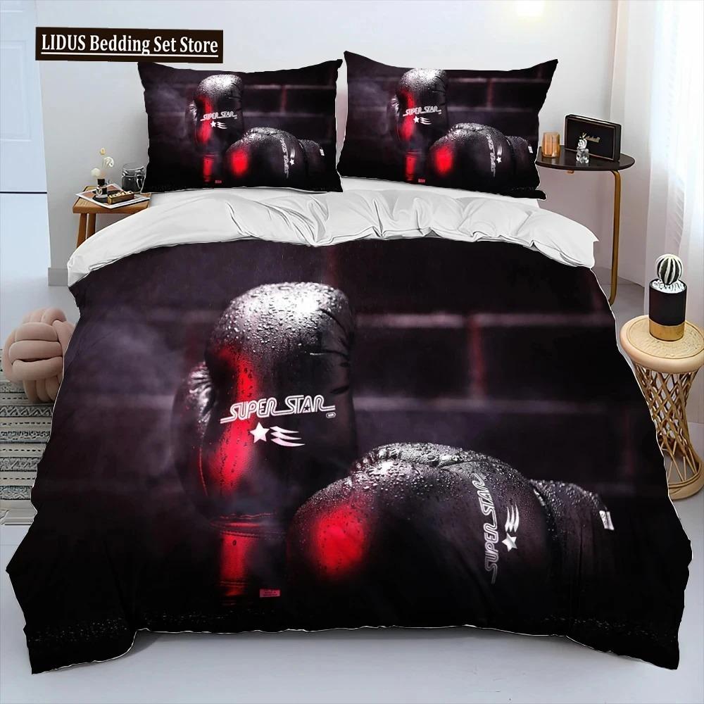 Set Letto Piumone 3D Guanti da Boxe Boxer Fight, Copripiumino Set Letto Copripiumino Federa, Set Letto Matrimoniale King Queen Adulto