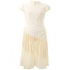 Sancai New Chinese Style Tasseled Burnout A-Line Long Dress