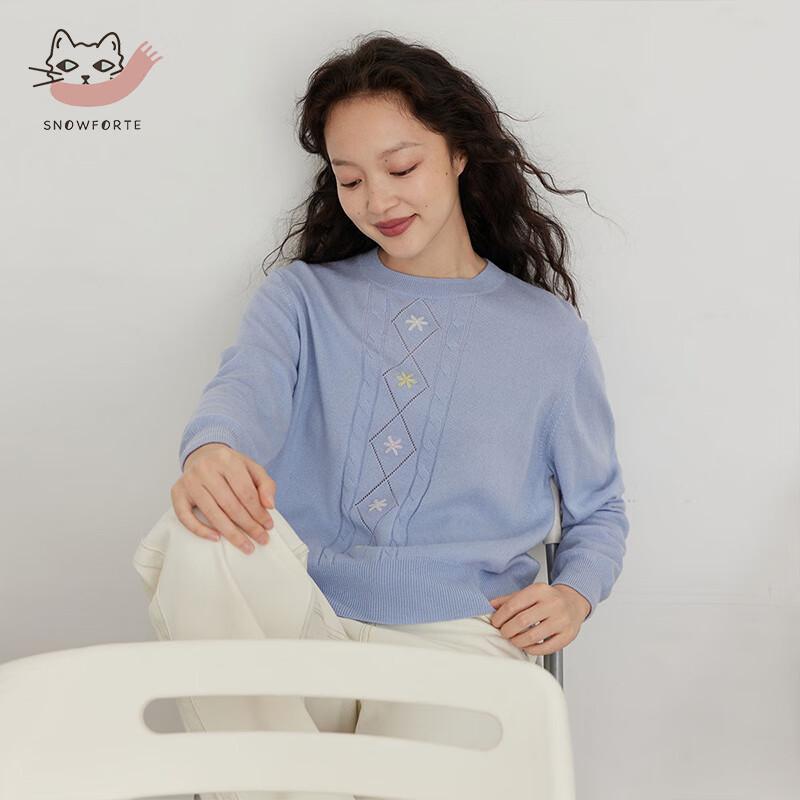 Sinuofude S22-063 Women's Embroidered Cashmere Blend Sweater