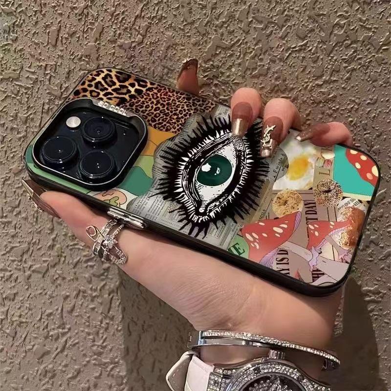 Custodia per Telefono Occhi Stampa Leopardo di Alta Gamma per iPhone 15 Pro Max, 17 e 16 Pro Max