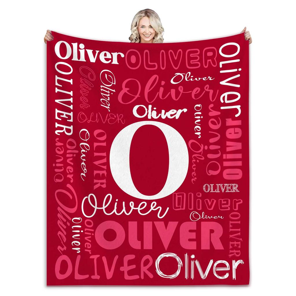 Personalized Name Flannel Blanket 2024 New Customized Blanket Soft for Kids and Adults Letter Monochrome Fleece Birthday Gift