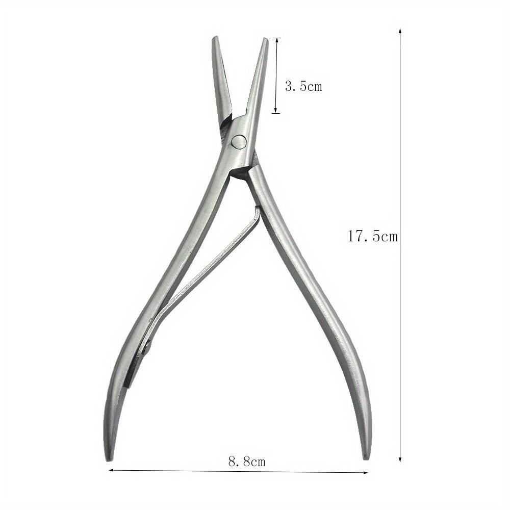 1 buc 7 inch dinți plati argintiu din oțel inoxidabil clește extensie de păr cu caneluri netede Instrumente pentru extensii de păr cu cheratina