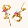 La. Muses Natural Stone Zircon Shell Tassel Pendant Stainless Steel Women's Hoop Earrings PVD Gold-plated Fashion Zircon Gift