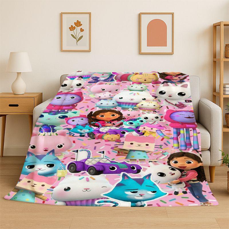 Süßes Gabi's Puppenhaus Cartoon Mädchen Weiche Flanell-Kuscheldecke, Warme Gemütliche Decke für Bett, Couch, Sofa, Schlafzimmer, Wohnzimmer, Picknick