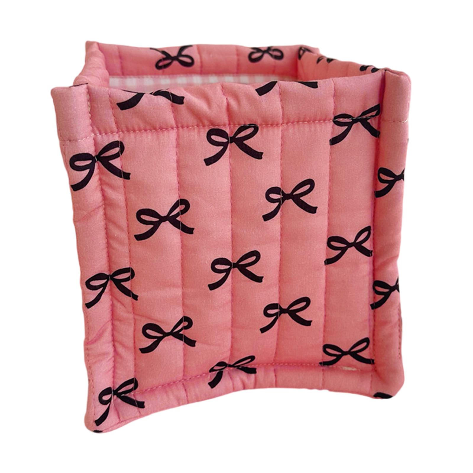 

Стеганая тканевая настольная корзина для хранения вещей для дома и офиса, удобная для хранения канцелярских принадлежностей и косметики розовый