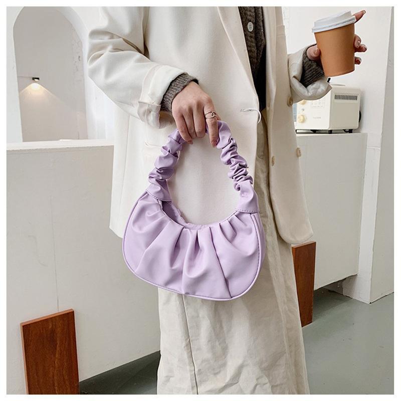 Nuova Borsa a Mano da Donna Pieghettata a Nuvole in Pelle PU Borsa a Spalla Casual Adatta per Viaggi e Uso Quotidiano (Design Raviolo)