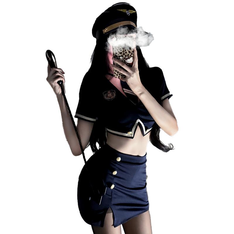 Sexy lingerie hot police uniform cosplay seduction sexy stewardess navy nightclub suit