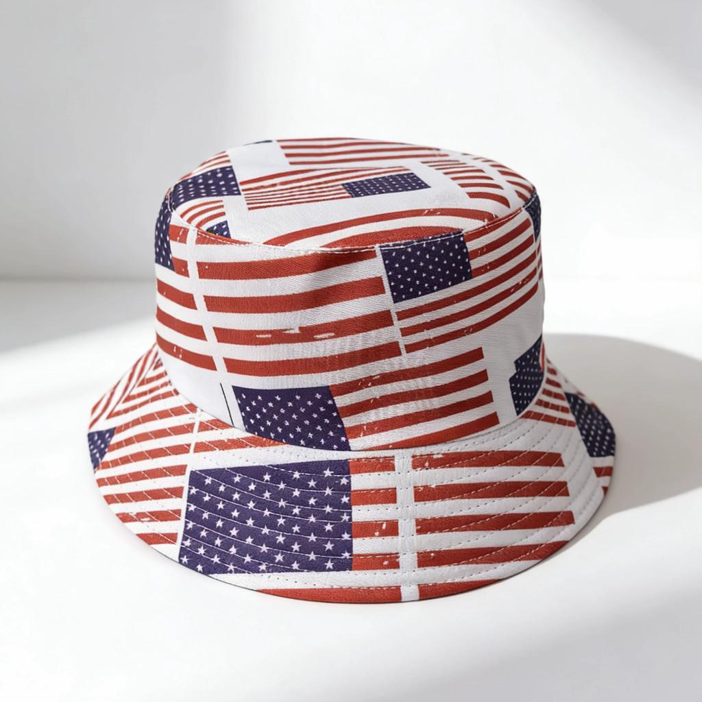 Ausgebleichte Print Flache Kappe Mit Breiter Krempe Sonnenschutz Für Outdoor-Fans