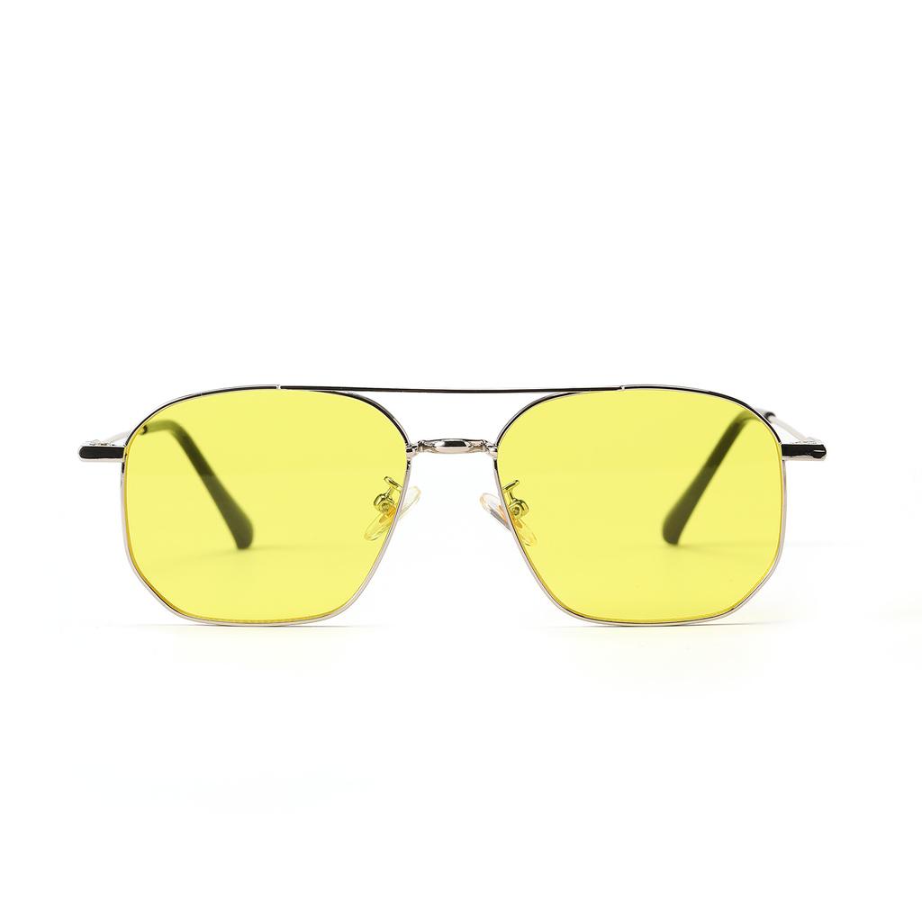Fine Frame Metal Sunglasses Female Double Beam Toad Glasses Color Film Gradual Change Sunglasses Men'S Glasses