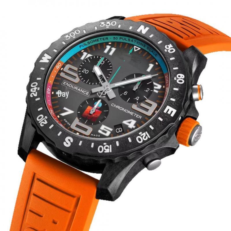 2025 Century BN Men's Quartz Chronograph Watch with Leather Strap and Euro Gear Ring Rubber Wristband