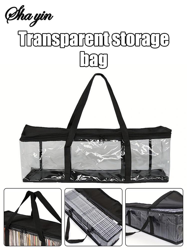 60*15*22CM Black CD Storage Bag PVC Waterproof Moistureproof Storage Bag Baseball Cap Book Storage Organizer Bag