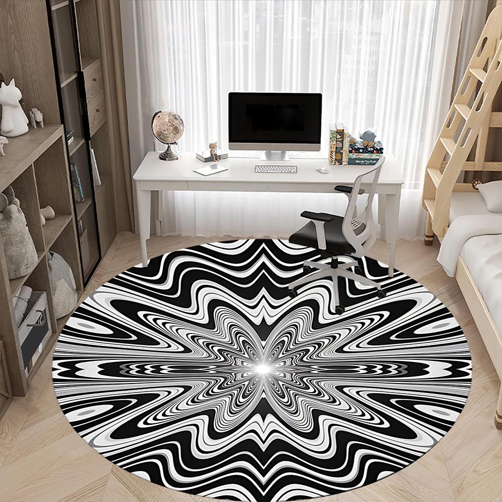 1pc Optical Illusion Pattern Carpet for Office Non-Slip, Round Carpet, Soft & Comfortable, Carpet for Office, Lightweight Round Floor Mat Yy251226066