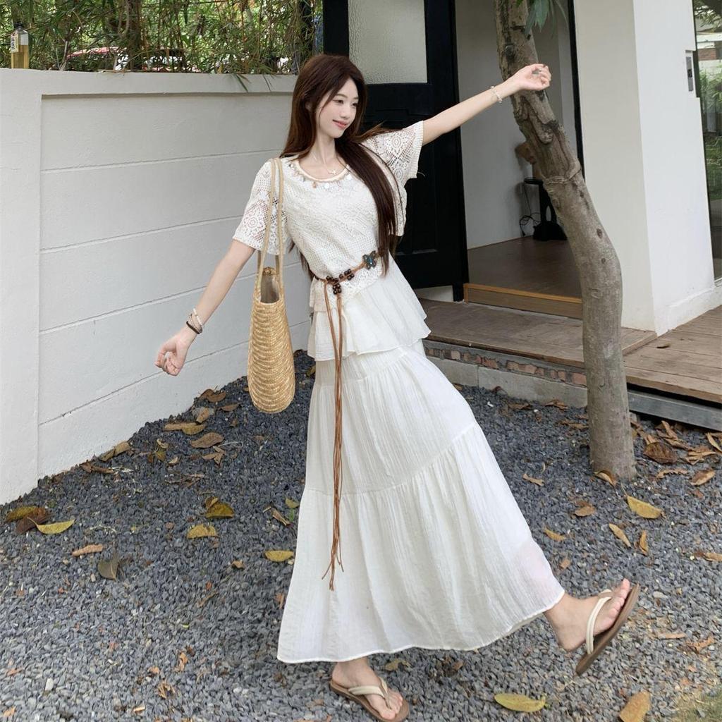 Women's Bohemian Knit Cardigan & A-line Skirt Set - Summer 2026 Collection