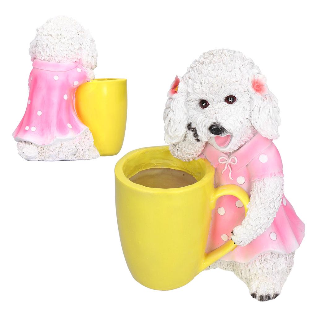 Animal Vase Decoration Resin Hand Painted Simulation Dog Flowerpot Ornament for Garden