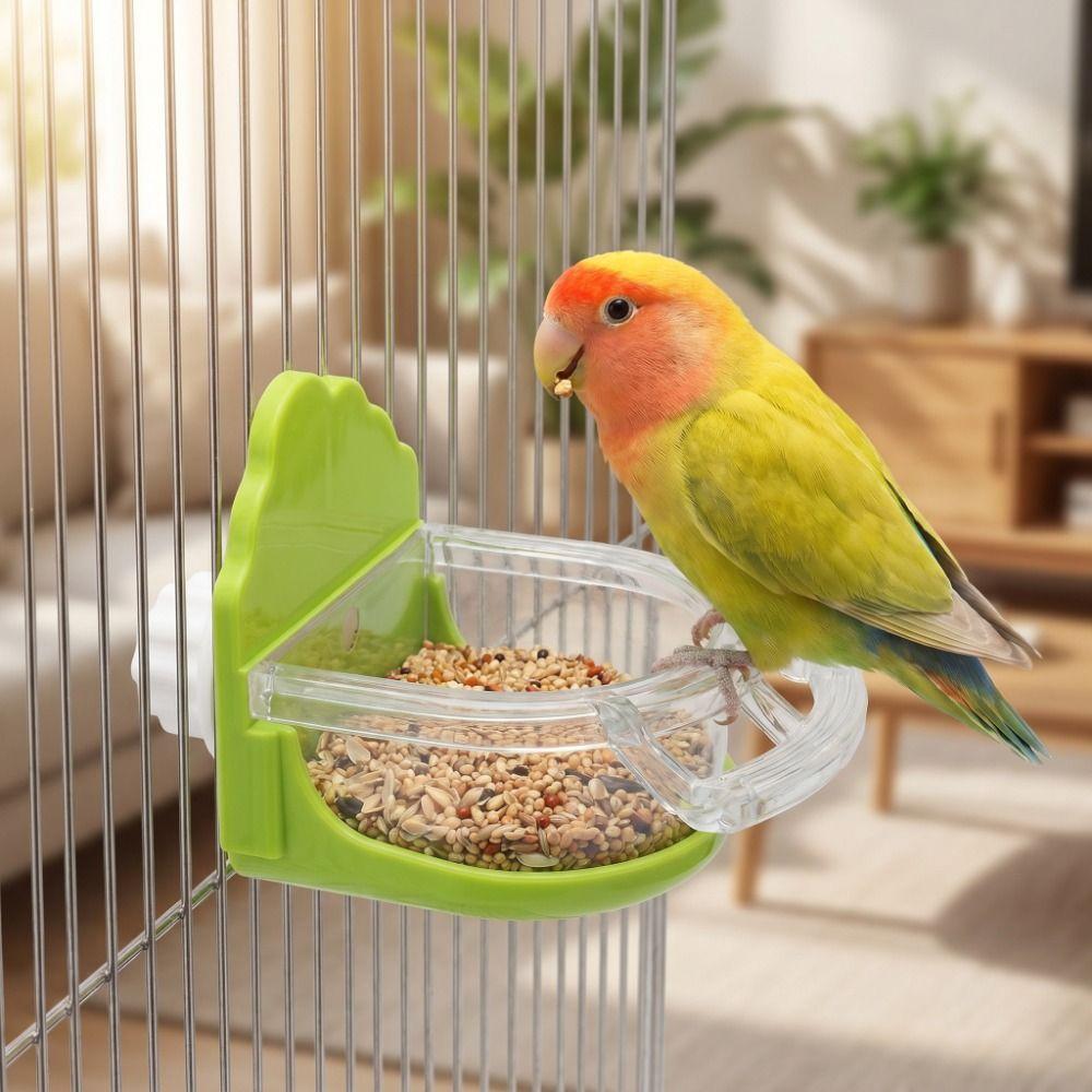 Transparent Cage Mount Bird Feeder Detachable Parrot Food Container For Parakeet Lovebird